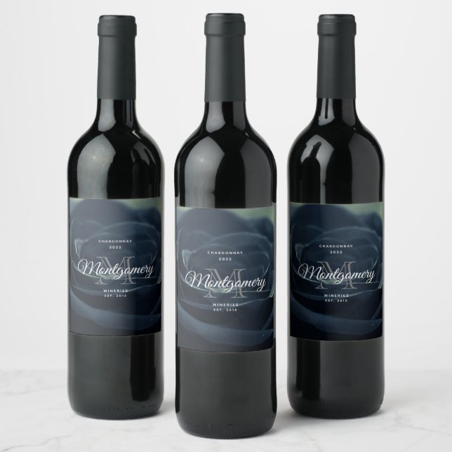 Black Rose Dark Gothic Flower Photo Wine Making Label (Bottles)