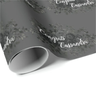 Black Rose Dark Gothic Graduation Party Grey Wrapping Paper