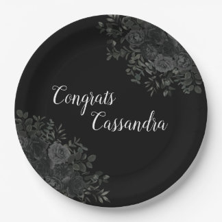 Black Rose Dark Gothic Graduation Party Paper Plate
