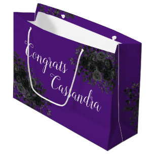 Black Rose Dark Gothic Graduation Party Purple Large Gift Bag
