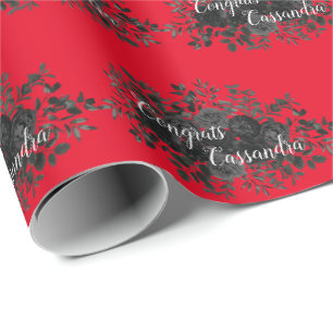 Black Rose Dark Gothic Graduation Party Red Wrapping Paper