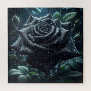 Black Rose Floral Jigsaw Puzzle