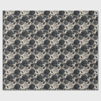 Black Rose Floral Wrapping Paper
