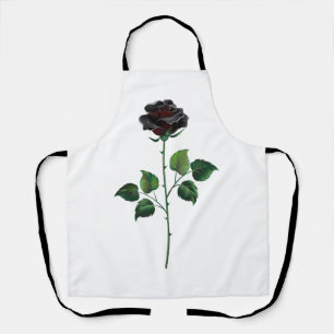 Black rose flower apron
