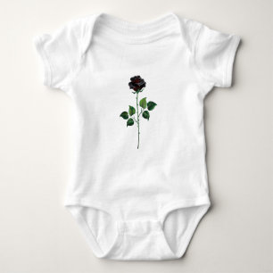 Black rose flower baby bodysuit