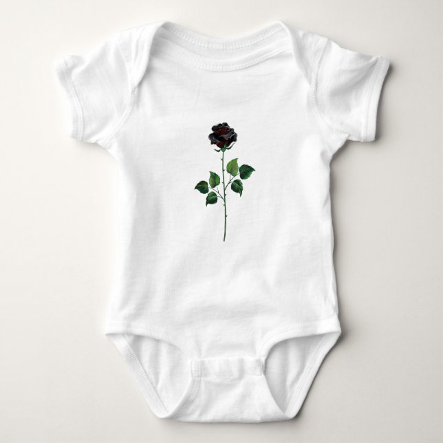 Black rose flower baby bodysuit (Front)
