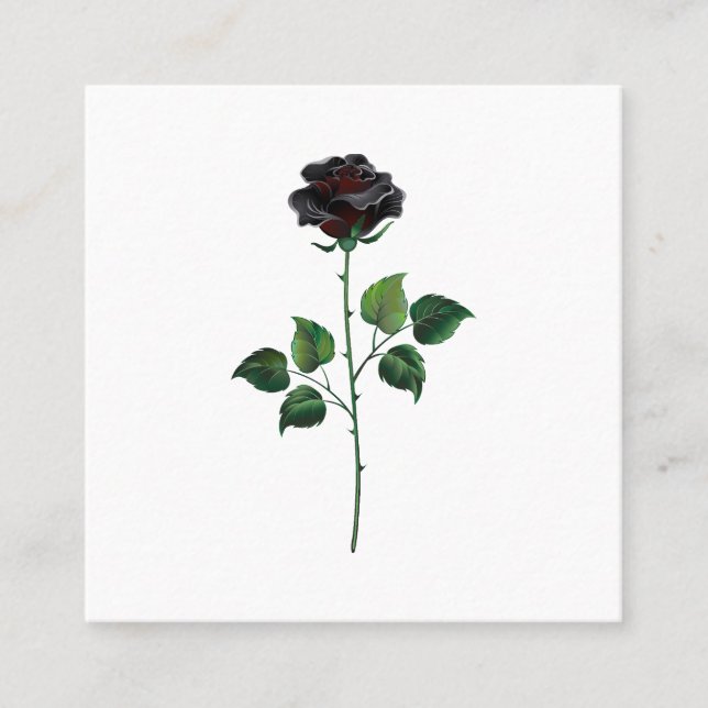 Black rose flower calling card (Front)