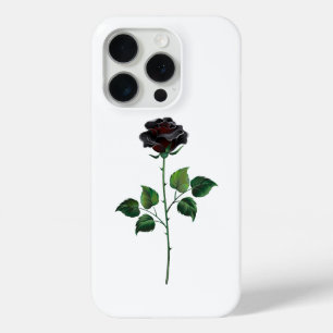 Black rose flower iPhone 15 pro case