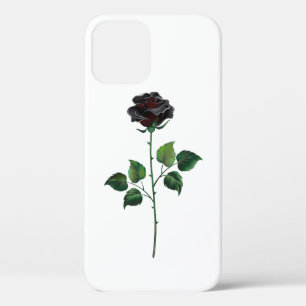 Black rose flower iPhone 12 case