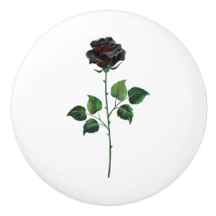 Black rose flower ceramic knob