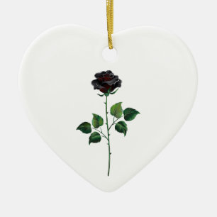 Black rose flower ceramic ornament