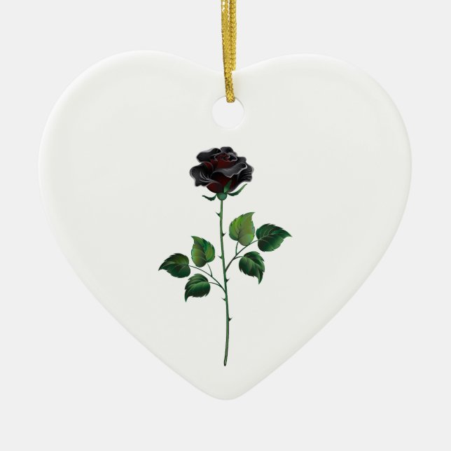 Black rose flower ceramic ornament (Front)