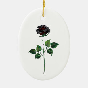 Black rose flower ceramic ornament