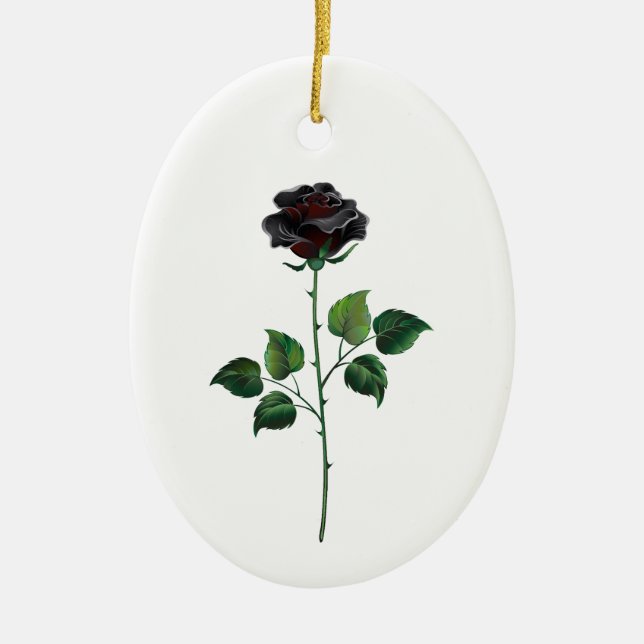 Black rose flower ceramic ornament (Front)