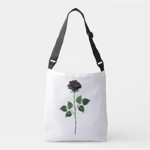 Black rose flower crossbody bag