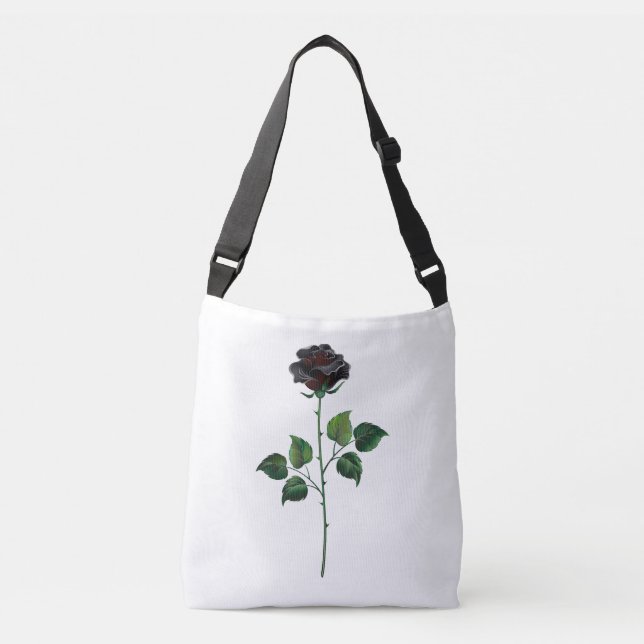 Black rose flower crossbody bag (Front)