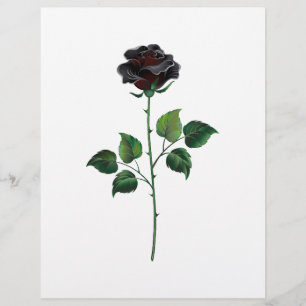 Black rose flower custom letterhead