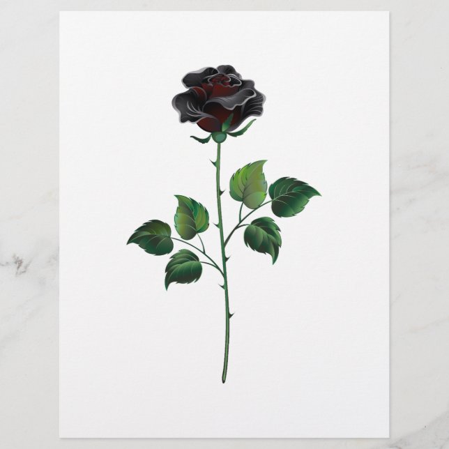 Black rose flower custom letterhead (Front)