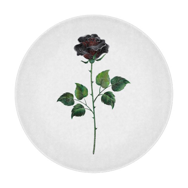 Black rose flower cutting board (Front)