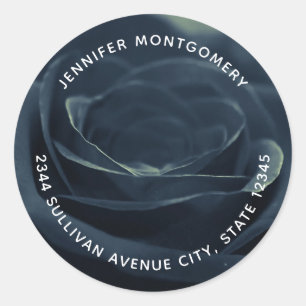 Black Rose Flower Dark Gothic Vibe Address Classic Round Sticker