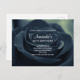 Black Rose Flower Dark Gothic Vibe Birthday Invitation Postcard