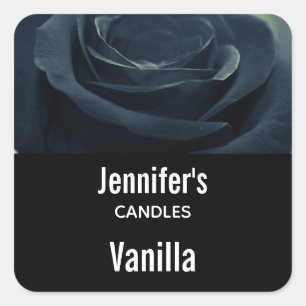 Black Rose Flower Dark Gothic Vibe Candle Business Square Sticker