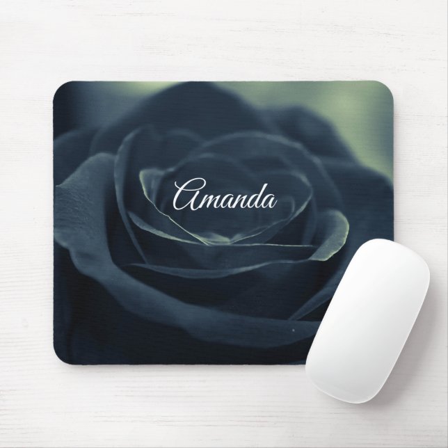 Black Rose Flower Dark Gothic Vibe Mouse Pad (With Mouse)
