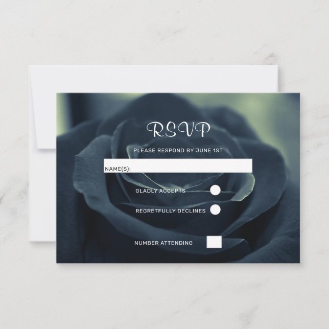 Black Rose Flower Dark Gothic Vibe Wedding RSVP Card (Front)