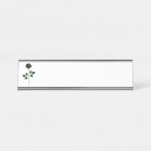 Black rose flower desk name plate