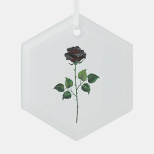 Black rose flower glass tree decoration