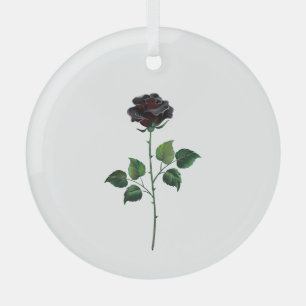 Black rose flower glass tree decoration