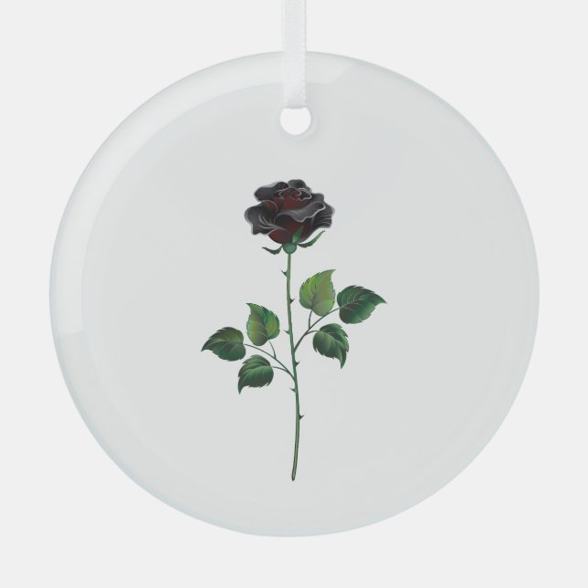 Black rose flower glass tree decoration (Front)