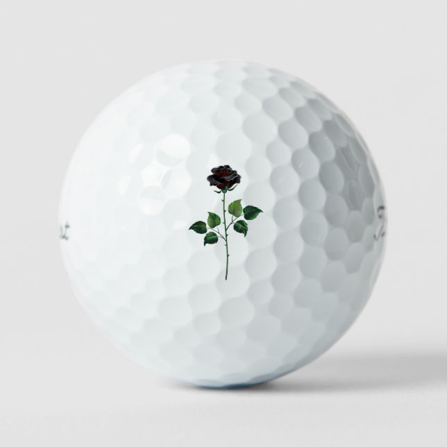 Black rose flower golf balls (Front)