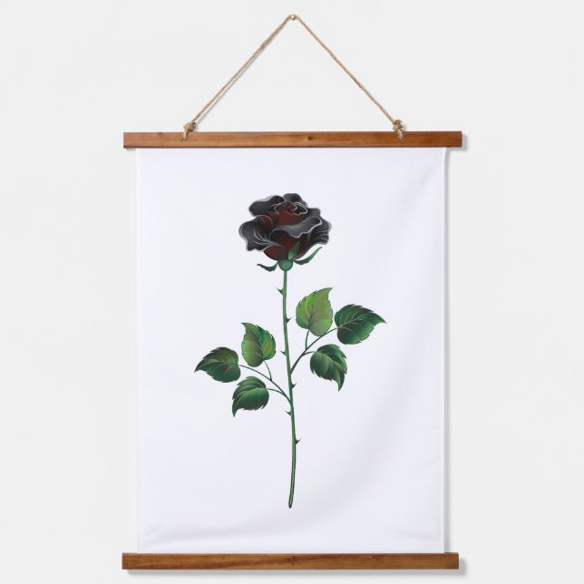 Black rose flower hanging tapestry (Front)