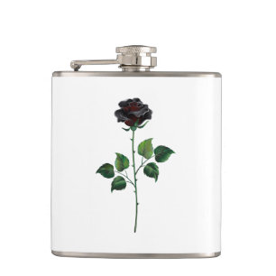 Black rose flower hip flask