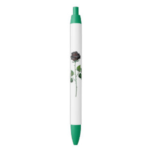 Black rose flower ink pen