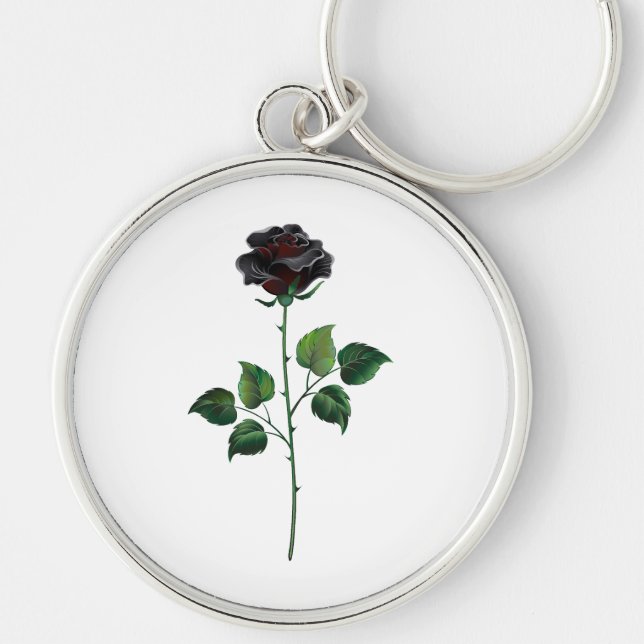 Black rose flower key ring (Front)
