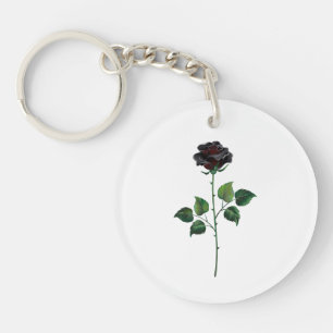 Black rose flower key ring