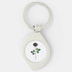 Black rose flower key ring