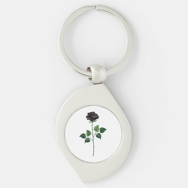 Black rose flower key ring (Front)