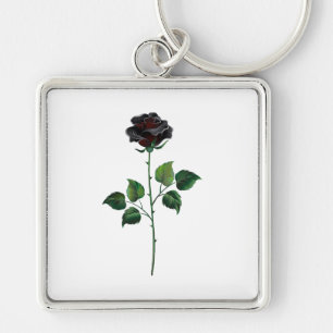 Black rose flower key ring