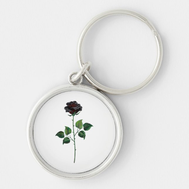 Black rose flower key ring (Front)
