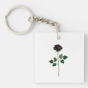 Black rose flower key ring