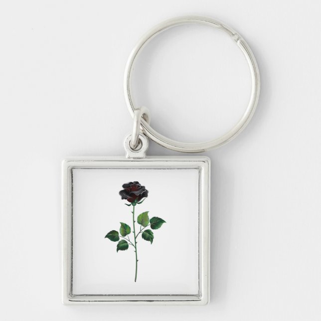 Black rose flower key ring (Front)