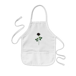 Black rose flower kids apron