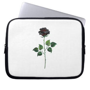 Black rose flower laptop sleeve