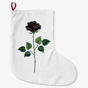 Black rose flower large christmas stocking