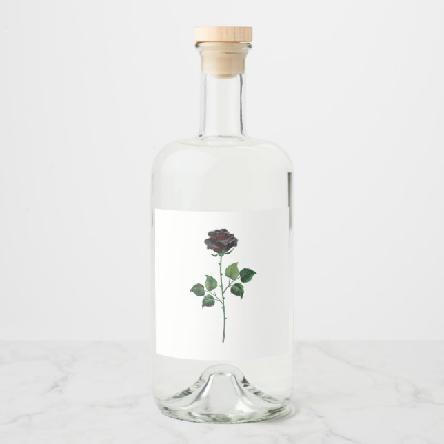Black rose flower liquor bottle label (Front)