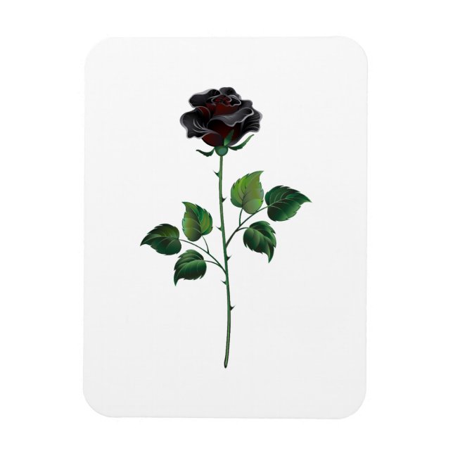 Black rose flower magnet (Vertical)