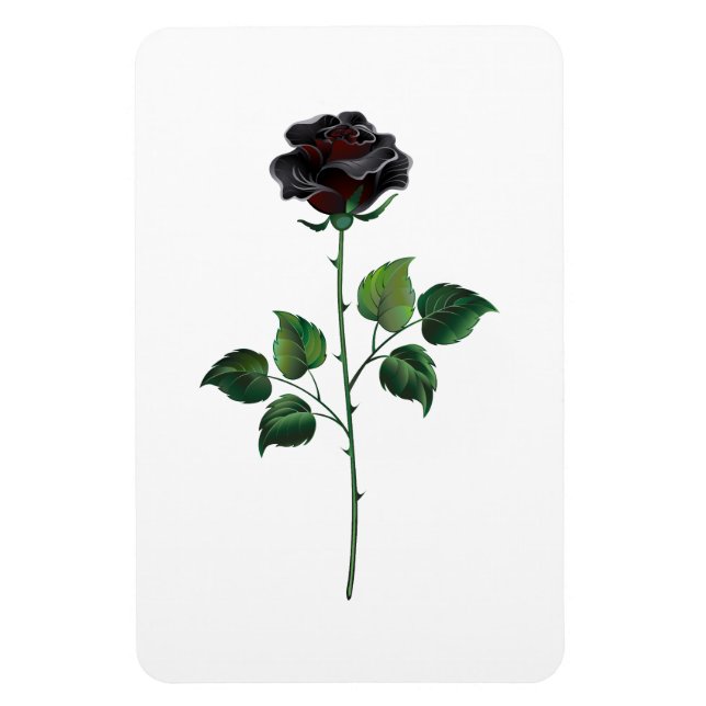 Black rose flower magnet (Vertical)